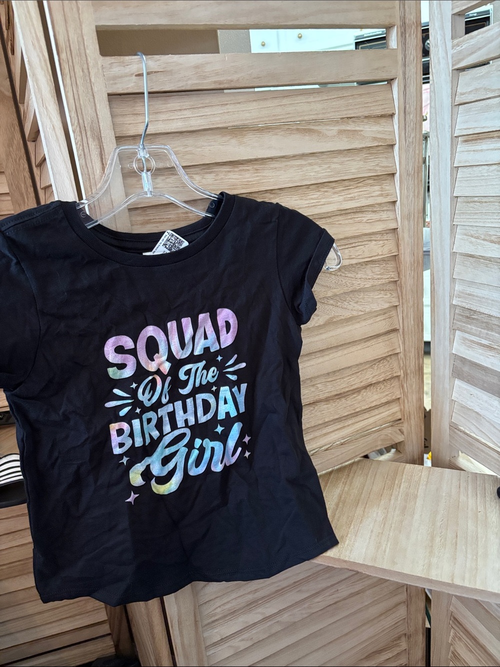 Girls' Black "Squad of the Birthday Girl" Graphic Tee XS NWOT